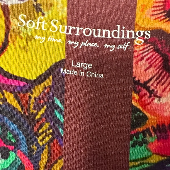 Soft Surroundings Multicolor Floral Short Sleeve Top - Picture 4 of 5